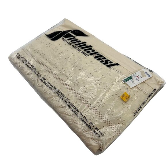 Fieldcrest Twin Flat Percale Lace Sheet 50% Cotton 50% Polyester - Picture 4 of 5